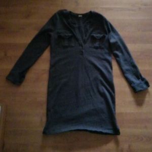 J. Crew charcoal grey long sleeve cotton dress